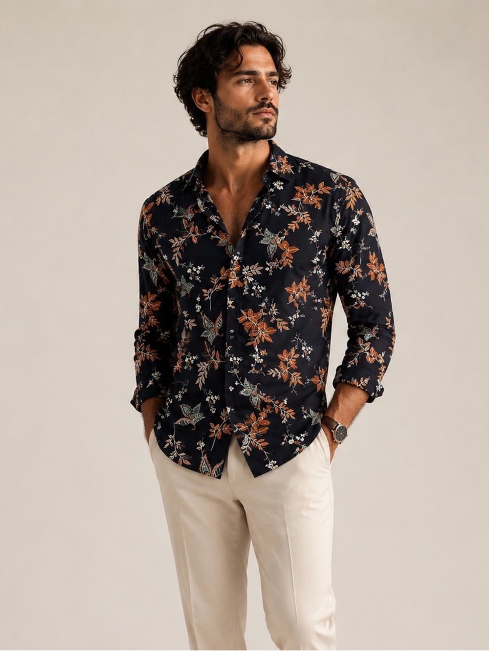 Club Room Navy Floral Button-Down Shirt